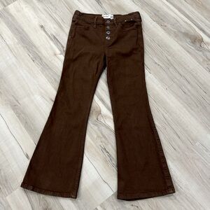 Abercrombie Kids Girls High-Rise Flare Jeans 9/10 Reg Pull-on Brown